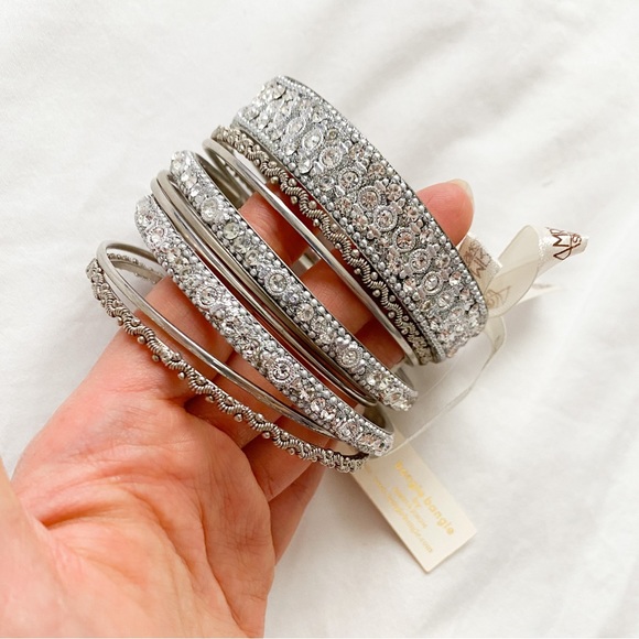 Amrita Sing Austrian Crystal & Silvertone Bangle - Picture 3 of 3